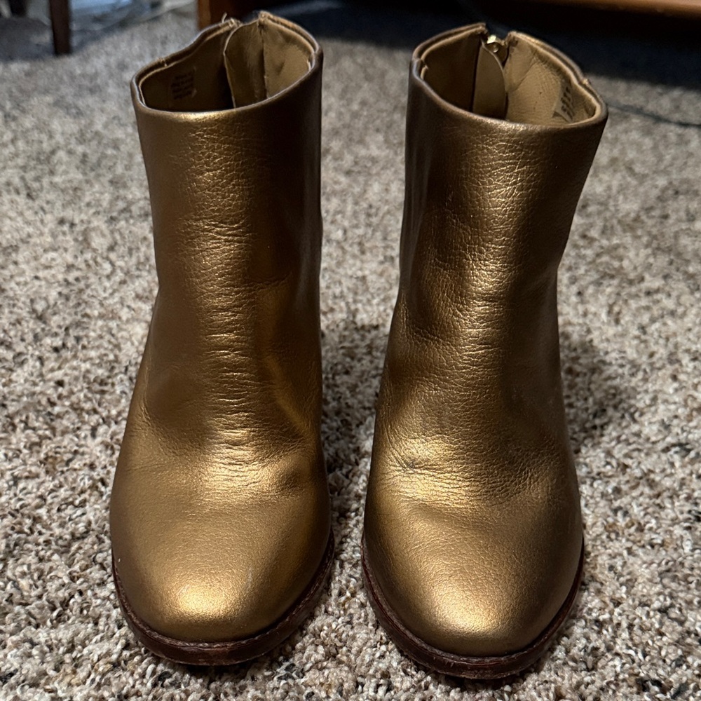 Nina Payne Wooden Lightning Bolt Heel Leather Ankle Boots EU 36 US 6/6.5